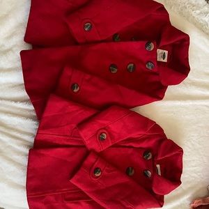Red Pea coats size 18-24 months and 3T.